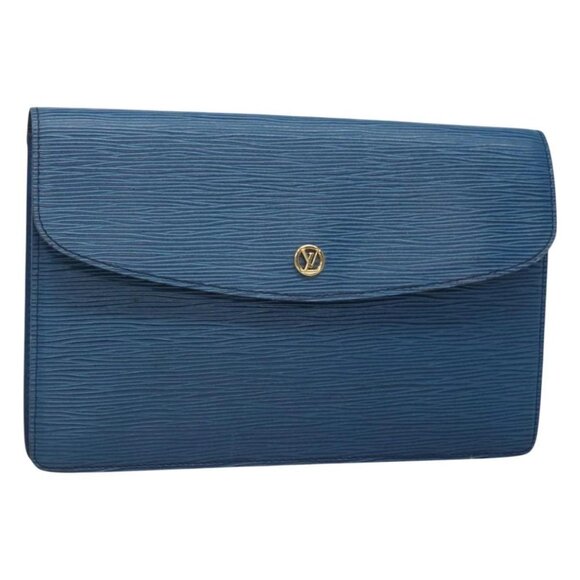 LOUIS VUITTON Epi Montaigne 27 Clutch Bag Blue - Picture 1 of 15